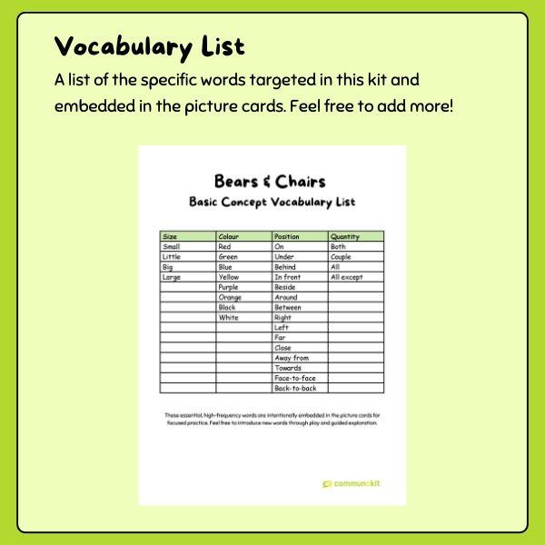 Bears & Chairs - Extension Resources